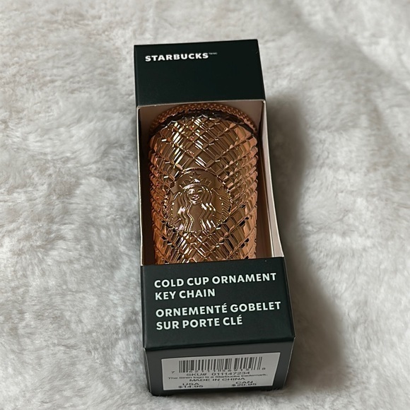 Starbucks Holiday 2023 Metallic Mirror Rose Gold Jeweled Ornament / Key Chain - Picture 1 of 5